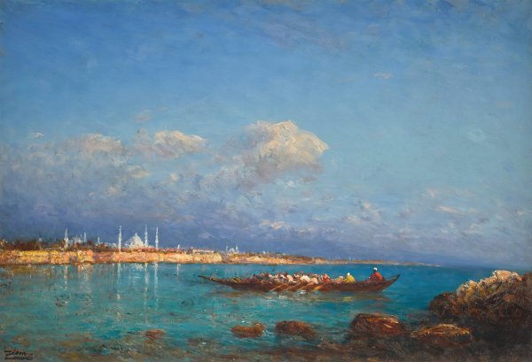 Constantinople From The Sea Of Marmara by Felix Ziem - Hand-Painted Oil Painting Reproduction