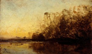 Coucher de soleil Oil painting by Felix Ziem