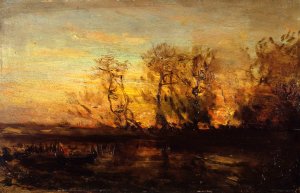 Coucher De Soleil Oil painting by Felix Ziem