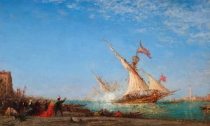 Coup de canon a Venise, jour de fete Oil painting by Felix Ziem