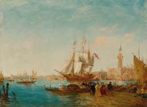Embarquement Sur Le Quai Des Esclavons Oil painting by Felix Ziem