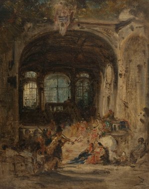 Fete dans un palais a Naples by Felix Ziem Oil Painting