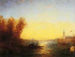 Gondolas on the Lagoon, Veniice by Felix Ziem - Oil Painting Reproduction