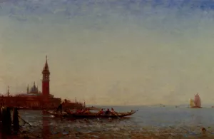 Gondole Devant St. Giorgio, Venice by Felix Ziem Oil Painting