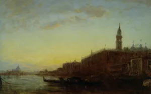 Gondole Quittant le Quai des Escvalons Venise Oil painting by Felix Ziem