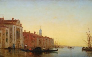 Gondole Traversant L'entree Du Grand Canal by Felix Ziem Oil Painting