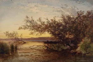 La Camargue, Coucher De Soleil Oil painting by Felix Ziem