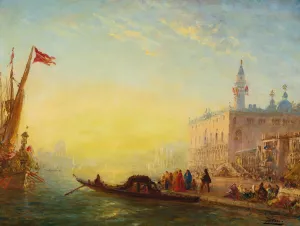 La Gondole, Quai Des Esclavons Oil painting by Felix Ziem