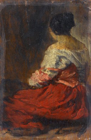 La jupe rouge by Felix Ziem Oil Painting