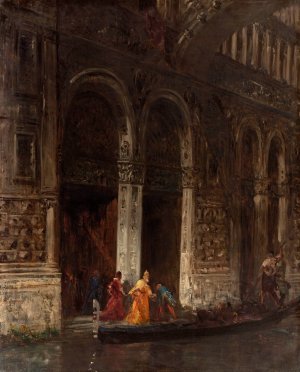 La sortie du Palais des Doges sous le pont des Soupirs by Felix Ziem Oil Painting