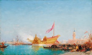 Le Bucentaure Vu Du Quai Des Esclavons, Venise by Felix Ziem Oil Painting