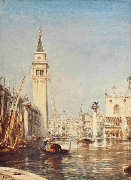 Main Product Photo of Le Mole et la Piazetta, inondation Painting by Felix Ziem