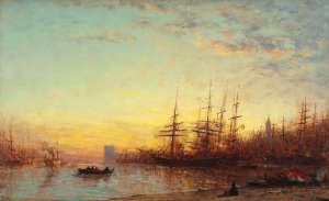 Le port de Marseille au coucher du soleil Oil painting by Felix Ziem