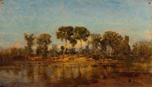 Le Rhone Entre Arles Et Avignon by Felix Ziem Oil Painting