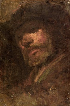 Le Tambour, tete d'homme d'apres Rembrandt by Felix Ziem Oil Painting