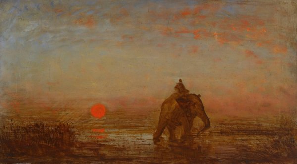 L'elephant by Felix Ziem - Hand-Painted Oil Painting Reproduction