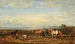 Les Chevaux Camarguais by Felix Ziem Oil Painting