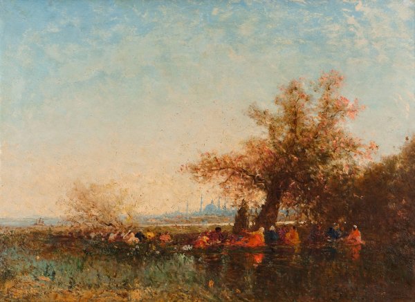 Les Eaux Douces D'asie  by Felix Ziem - Hand-Painted Oil Painting Reproduction