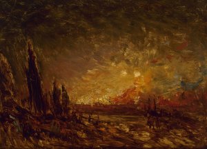 L'incendie by Felix Ziem Oil Painting
