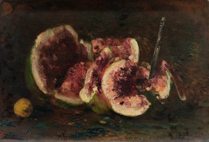 Nature Morte Aux Pasteques Et Couteau by Felix Ziem Oil Painting