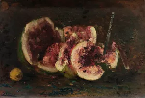Nature Morte Aux Pasteques Et Couteau Oil painting by Felix Ziem