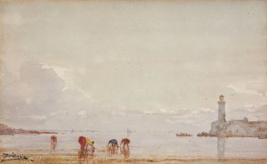 Pecheurs De Coquillages a Antibes by Felix Ziem Oil Painting