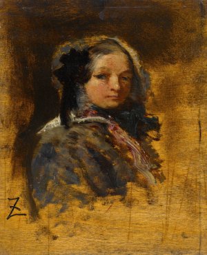 Portrait de jeune fille by Felix Ziem Oil Painting