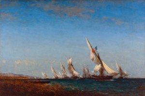 Rentree de pecheurs a Martigues by Felix Ziem Oil Painting
