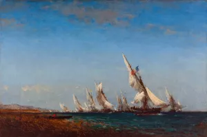 Rentree de pecheurs a Martigues Oil painting by Felix Ziem