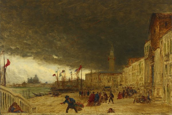 Riva Degli Schiavoni by Felix Ziem - Hand-Painted Oil Painting Reproduction