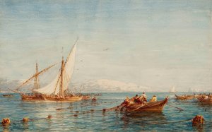 Sausset, Environs De Marseille, La Peche Au Thon by Felix Ziem Oil Painting