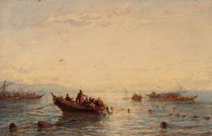 Sausset, La Peche Au Thon by Felix Ziem Oil Painting