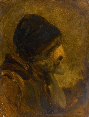Tete d'homme, d'apres Rembrandt by Felix Ziem Oil Painting