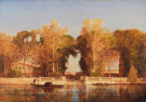 The French gardens in Venice by Felix Ziem Oil Painting