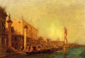 The Nobleman's Embarcation by Felix Ziem Oil Painting