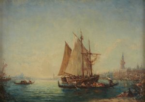 Topo-Pecheur et Gondoles dans le Bassin by Felix Ziem Oil Painting