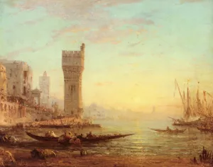 Un Port Oriental by Felix Ziem - Oil Painting Reproduction