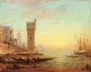 Un Port Oriental Oil painting by Felix Ziem