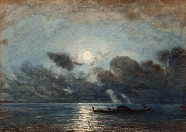 Venise, Clair De Lune by Felix Ziem - Hand-Painted Oil Painting Reproduction
