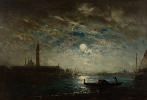 Venise et le Campanile au clair de lune by Felix Ziem Oil Painting
