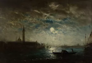 Venise et le Campanile au clair de lune Oil painting by Felix Ziem