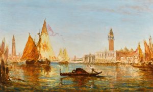 Venise, gondole et voiliers devant le Palais des doges et San Giorgio Maggiore by Felix Ziem Oil Painting