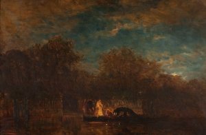 Venise, la sortie du Jardin francais au crepuscule by Felix Ziem Oil Painting