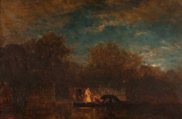 Main Product Photo of Venise, la sortie du Jardin francais au crepuscule  Painting by Felix Ziem
