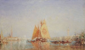 Venise, Trabaccolo a La Voile Jaune by Felix Ziem Oil Painting
