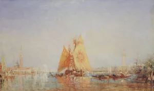 Venise, Trabaccolo a La Voile Jaune by Felix Ziem Oil Painting
