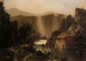 The Tivoli Falls by Ferdinand Bellerman Oil Painting