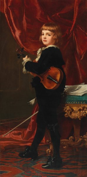 Junger Geiger by Ferdinand Bjorksten Oil Painting