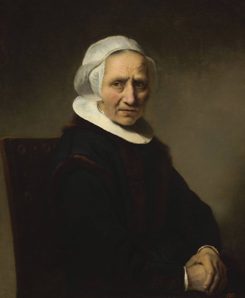 Portrait of an old woman in a white cap  by Ferdinand Bol - Hand-Painted Oil Painting Reproduction