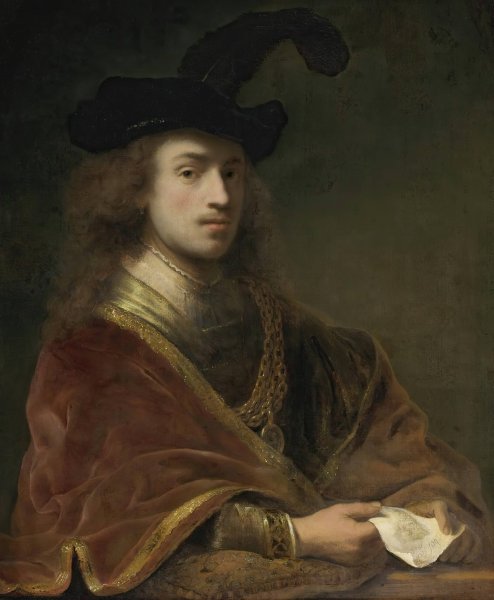 Self-Portrait, Behind A Parapet  by Ferdinand Bol - Hand-Painted Oil Painting Reproduction